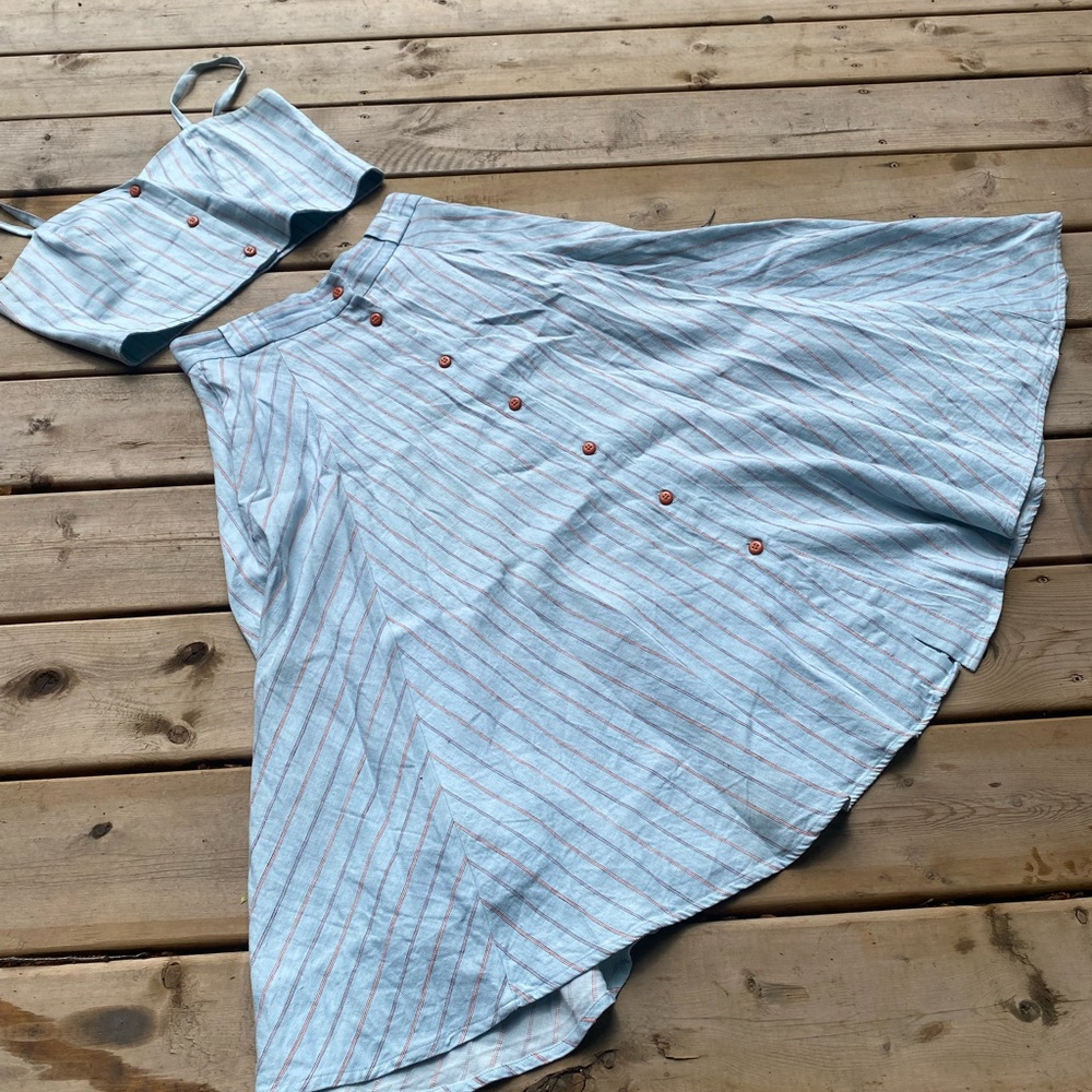 Striped Blue Two-Piece Dress